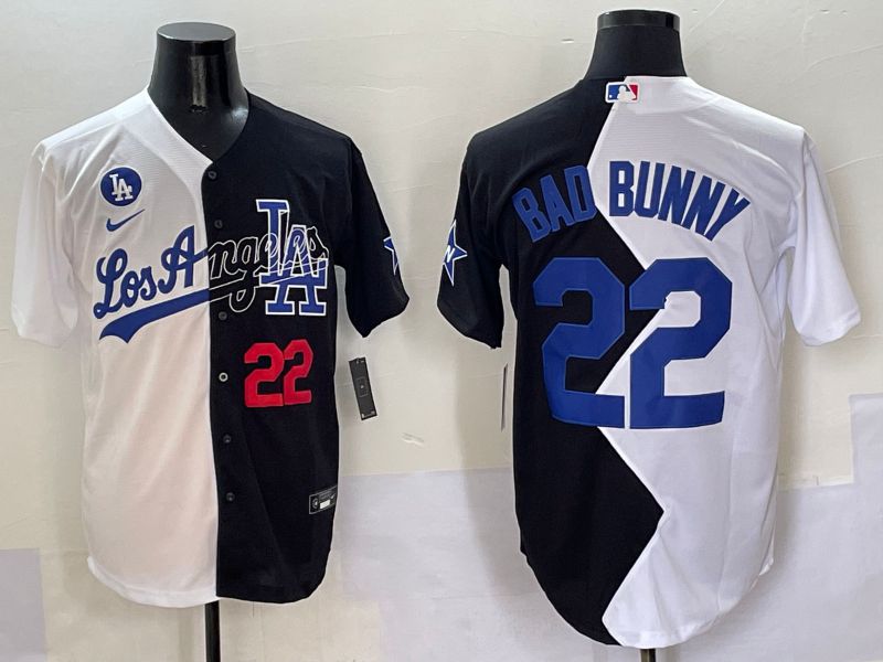 Men Los Angeles Dodgers 22 Bad bunny Black White Game Nike 2025 MLB Jersey style 2